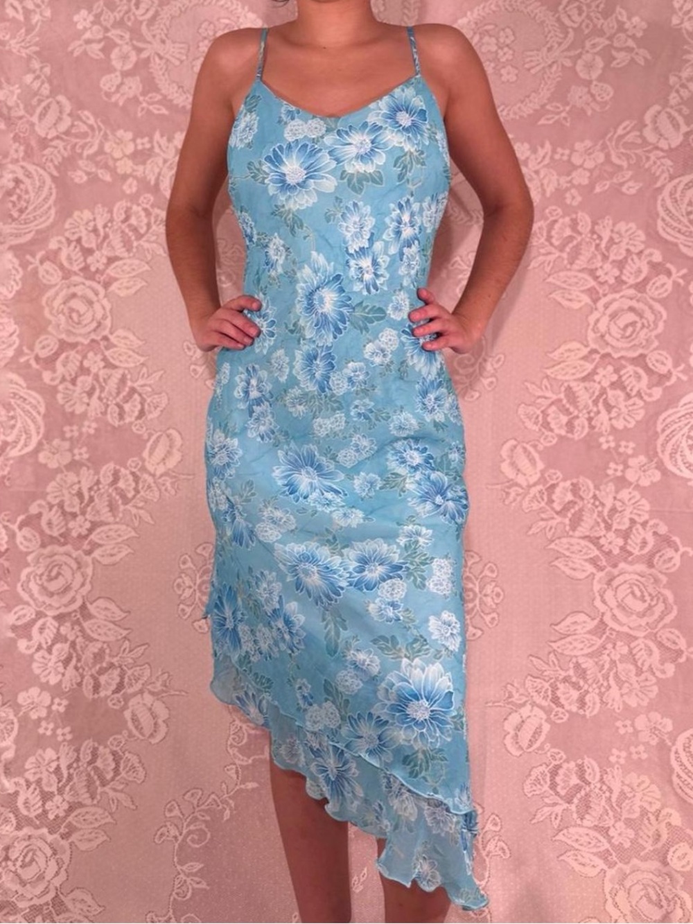 Y2K Studio Y blue floral midi dress